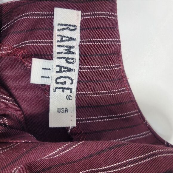 VINTAGE 90s Y2K dress Rampage maroon pinstripe button back tie mini S‎ - Picture 5 of 10